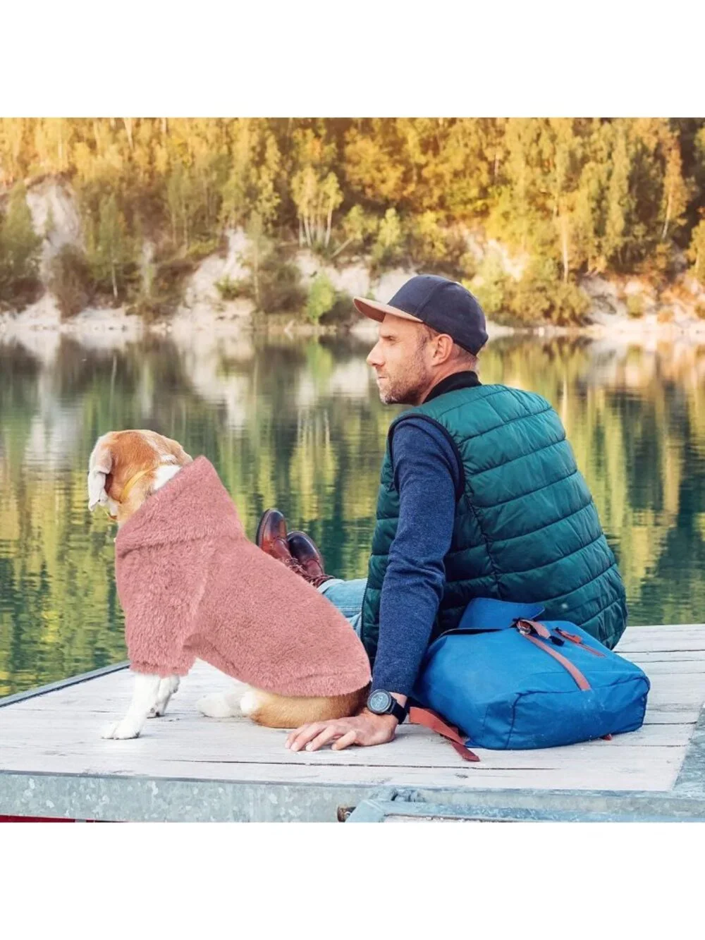Cozy Fuzzy Dog Sweater for Large Dogs | Soft Plush Fleece Hoodie Coat - Pink